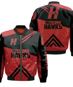 Hartford Hawks Basketball Bomber Jacket  - Stripes Cross Shoulders - NCAA