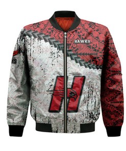 Hartford Hawks Bomber Jacket Grunge Polynesian Tattoo- NCAA