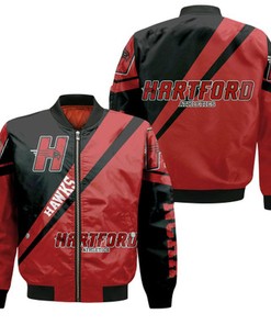 Hartford Hawks Logo Bomber Jacket Cross Style - NCAA