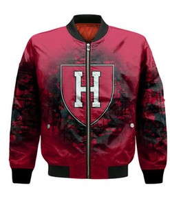 Harvard Crimson Bomber Jacket Camouflage Vintage  - NCAA