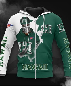 Hawaii Rainbow Warriors Hoodie 3D Zip Hoodie Long Sleeve Zip Hoodie for Fan