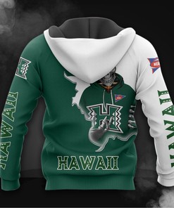 Hawaii Rainbow Warriors Hoodie 3D Zip Hoodie Long Sleeve Zip Hoodie for Fan