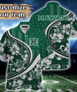 Hawaii Rainbow Warriors NCAA US Flag Flower Hawaii Shirt For Fans