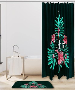 Hawaiian Aloha Leaves Bathroom Shower Curtain - Waterproof Fabric