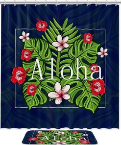 Hawaiian Aloha Tropischen Bathroom Shower Curtain - Waterproof Fabric