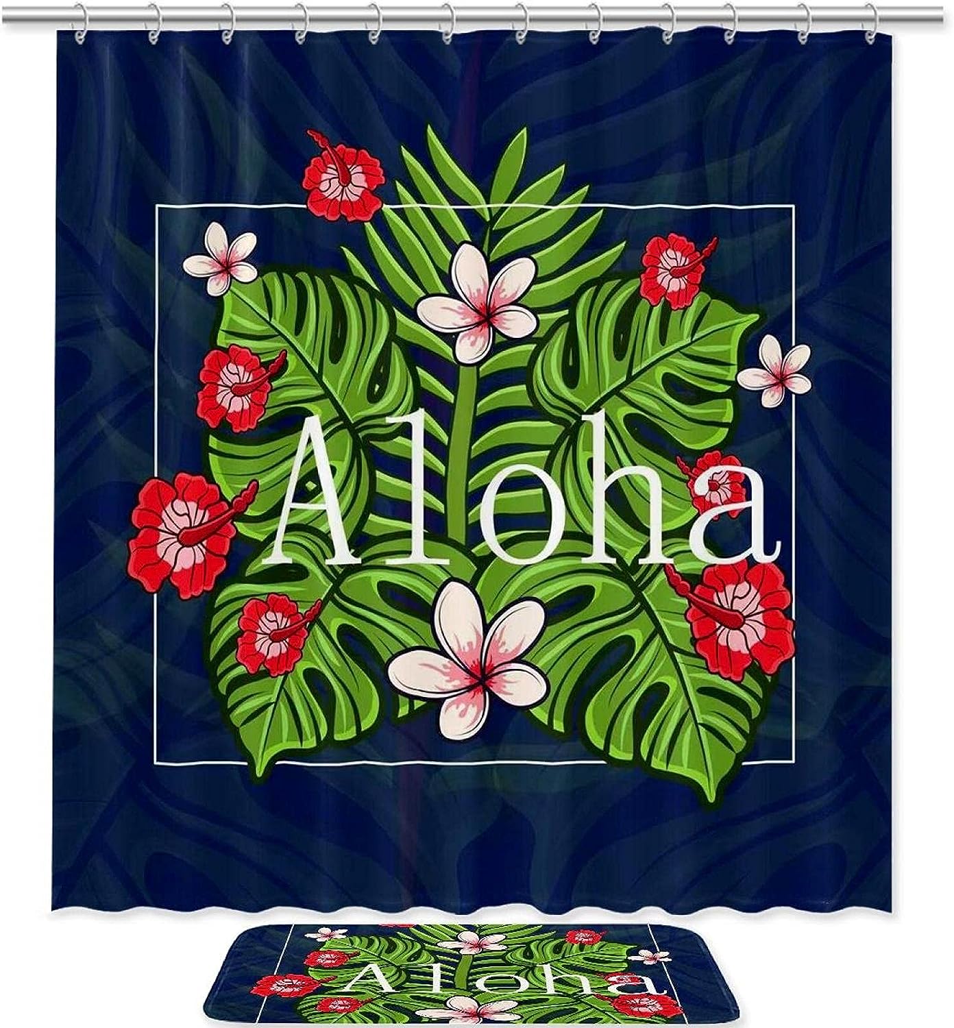 Hawaiian Aloha Tropischen Bathroom Shower Curtain - Waterproof Fabric