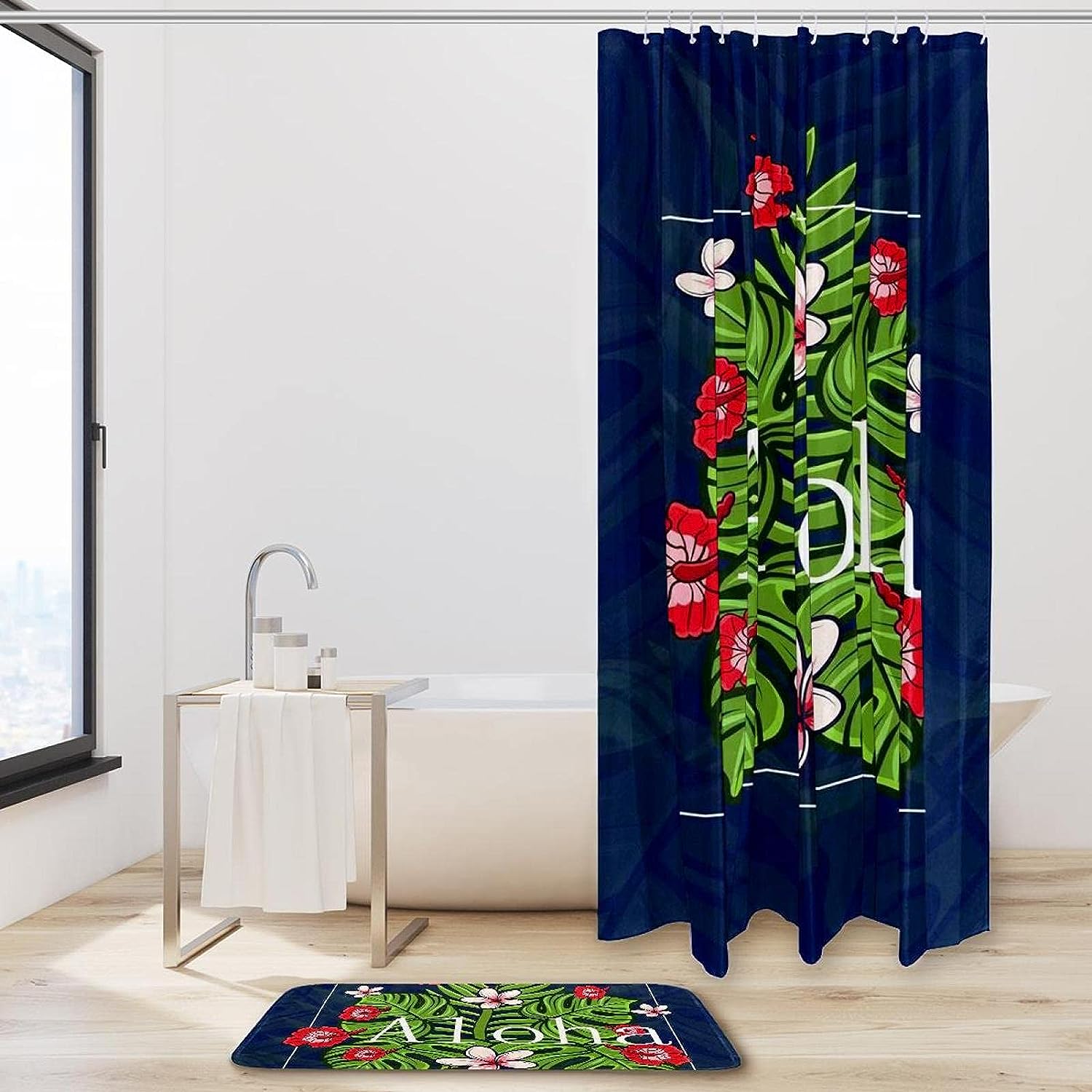 Hawaiian Aloha Tropischen Bathroom Shower Curtain - Waterproof Fabric