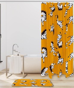 Hawaiian Beach Tropical Plants Fabric Shower Curtain Hooks - Bathroom Decor