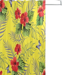 Hawaiian Hibiscus Tropical Flowers Shower Curtain for Island-Style Bathroom Decor