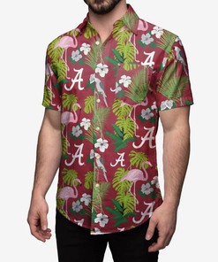 Hawaiian Shirt Alabama Crimson Roll Tide Football Large Foco