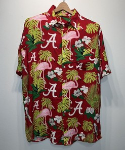 Hawaiian Shirt Alabama Crimson Roll Tide Football Large Foco