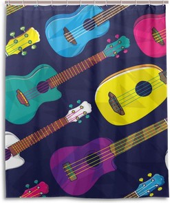 Hawaiian Ukulele Pop Colorful Shower Curtain Bathroom Curtain Home Decor
