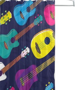 Hawaiian Ukulele Pop Colorful Shower Curtain Bathroom Curtain Home Decor