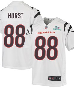 Hayden Hurst 88 Cincinnati Bengals Super Bowl LVII Champions Youth Game Jersey - White