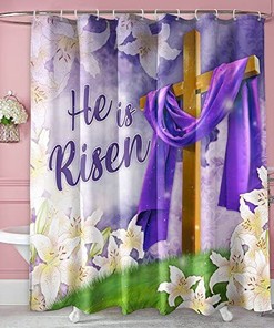 He Is Risen Easter Shower Curtain Bathroom Decor