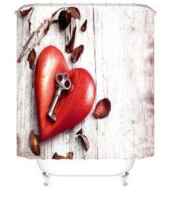 Heart Key Waterproof Shower Mat for Bathroom Decor
