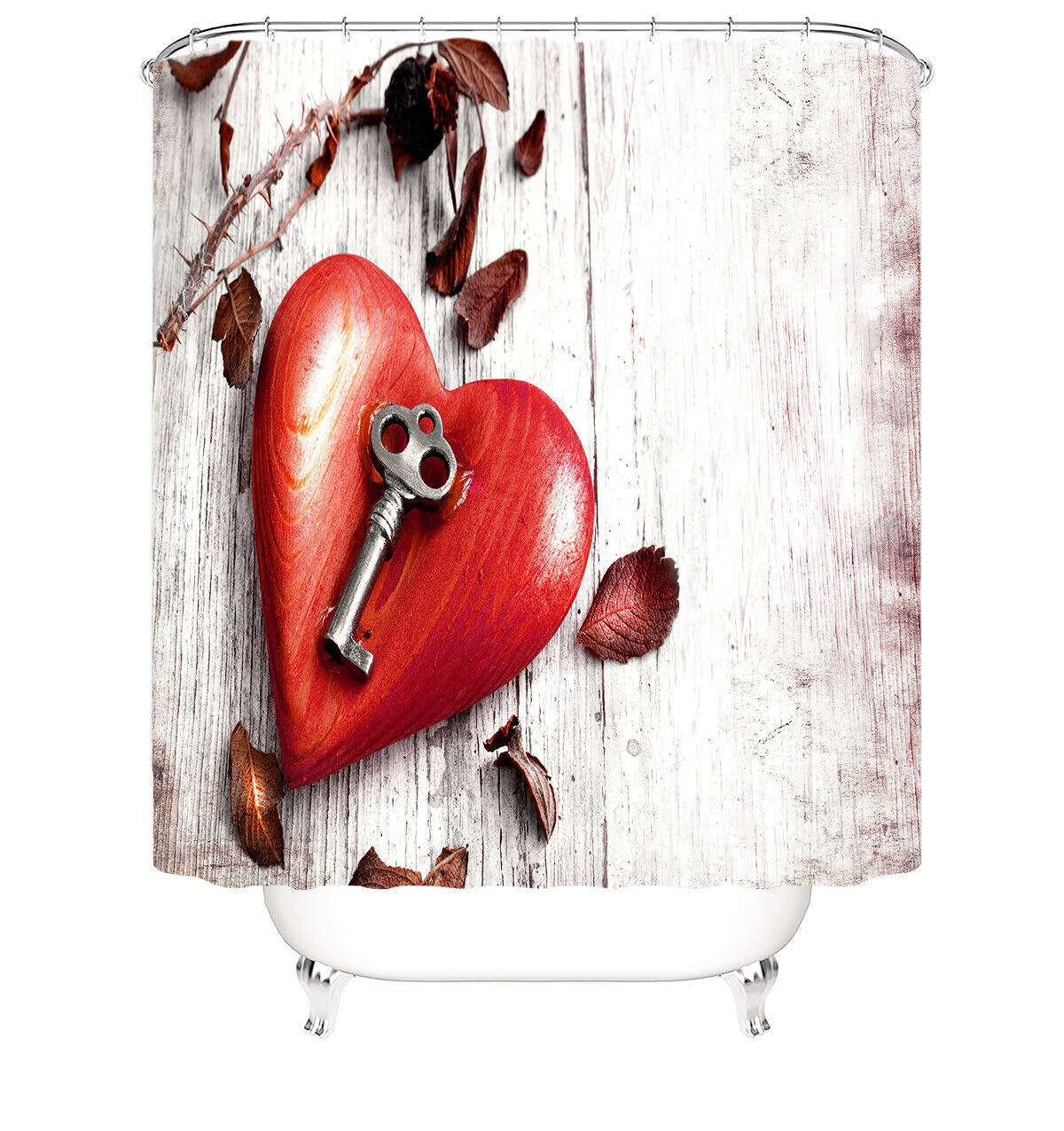 Heart Key Waterproof Shower Mat for Bathroom Decor