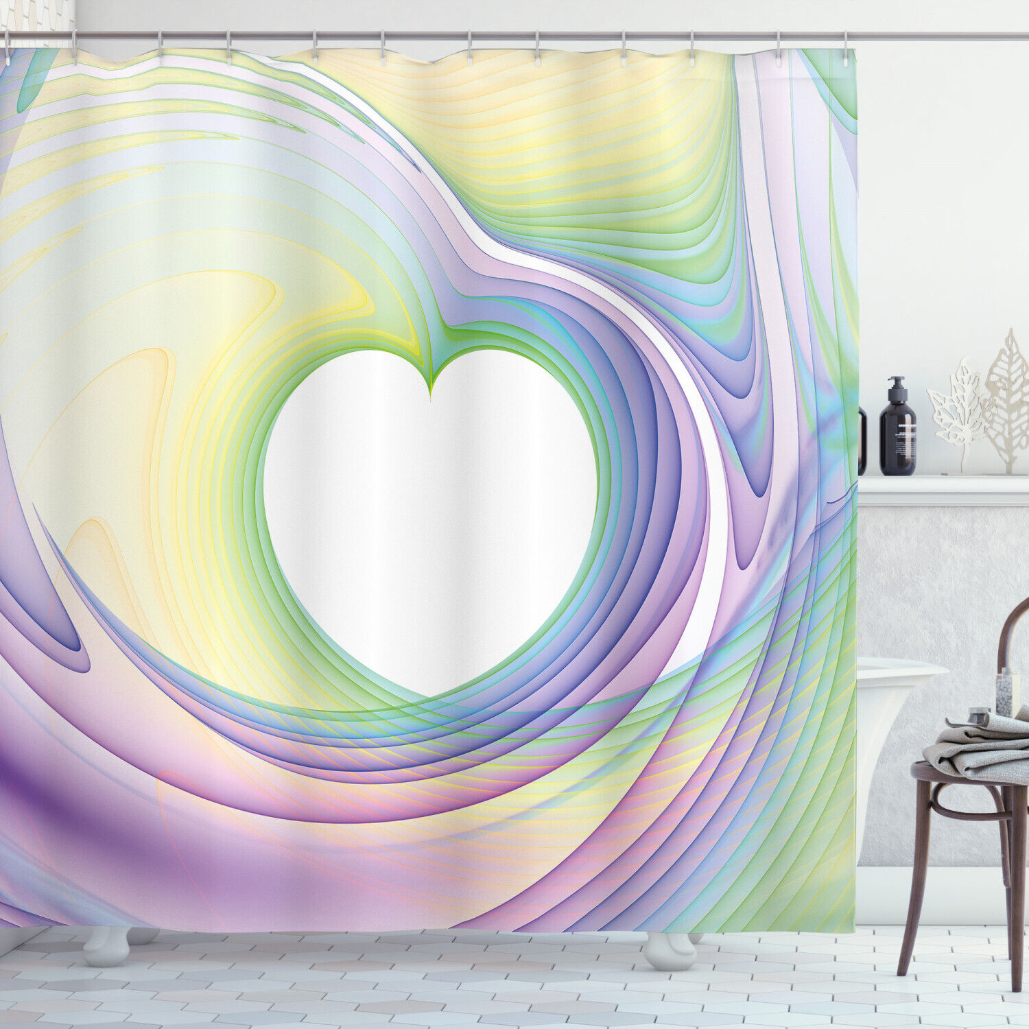 Heart Pattern Colorful Shower Curtain for Vibrant Bathroom Decor