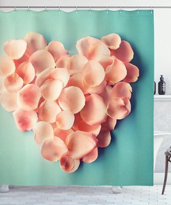 Heart Shaped Floral Petals Valentine's Day Shower Curtain, Cloth Bathroom Decor
