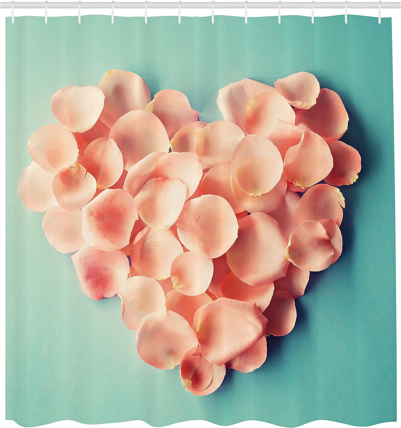 Heart Shaped Floral Petals Valentine's Day Shower Curtain, Cloth Bathroom Decor