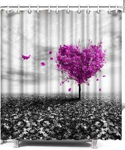 Heart Shaped Tree Shower Curtain - Purple Bathroom Decor