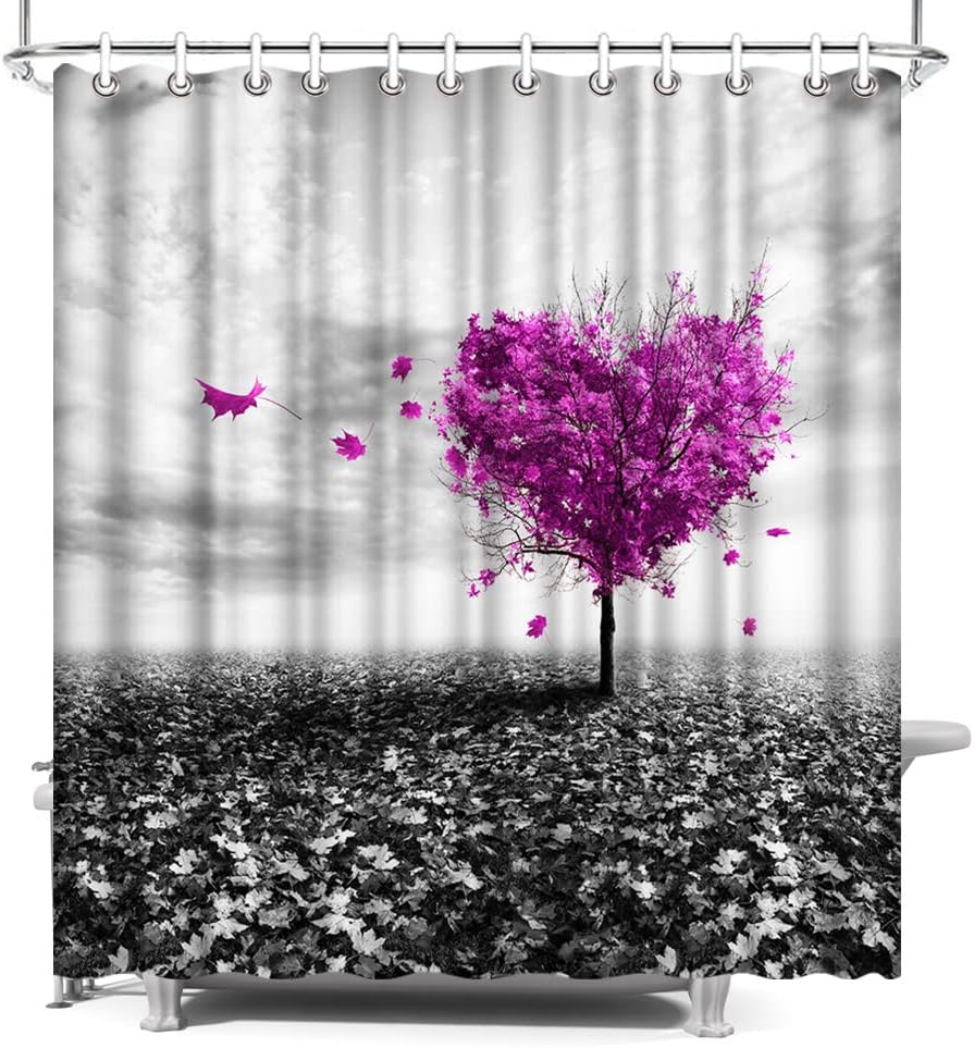 Heart Shaped Tree Shower Curtain - Purple Bathroom Decor