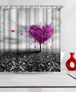 Heart Shaped Tree Shower Curtain - Purple Bathroom Decor