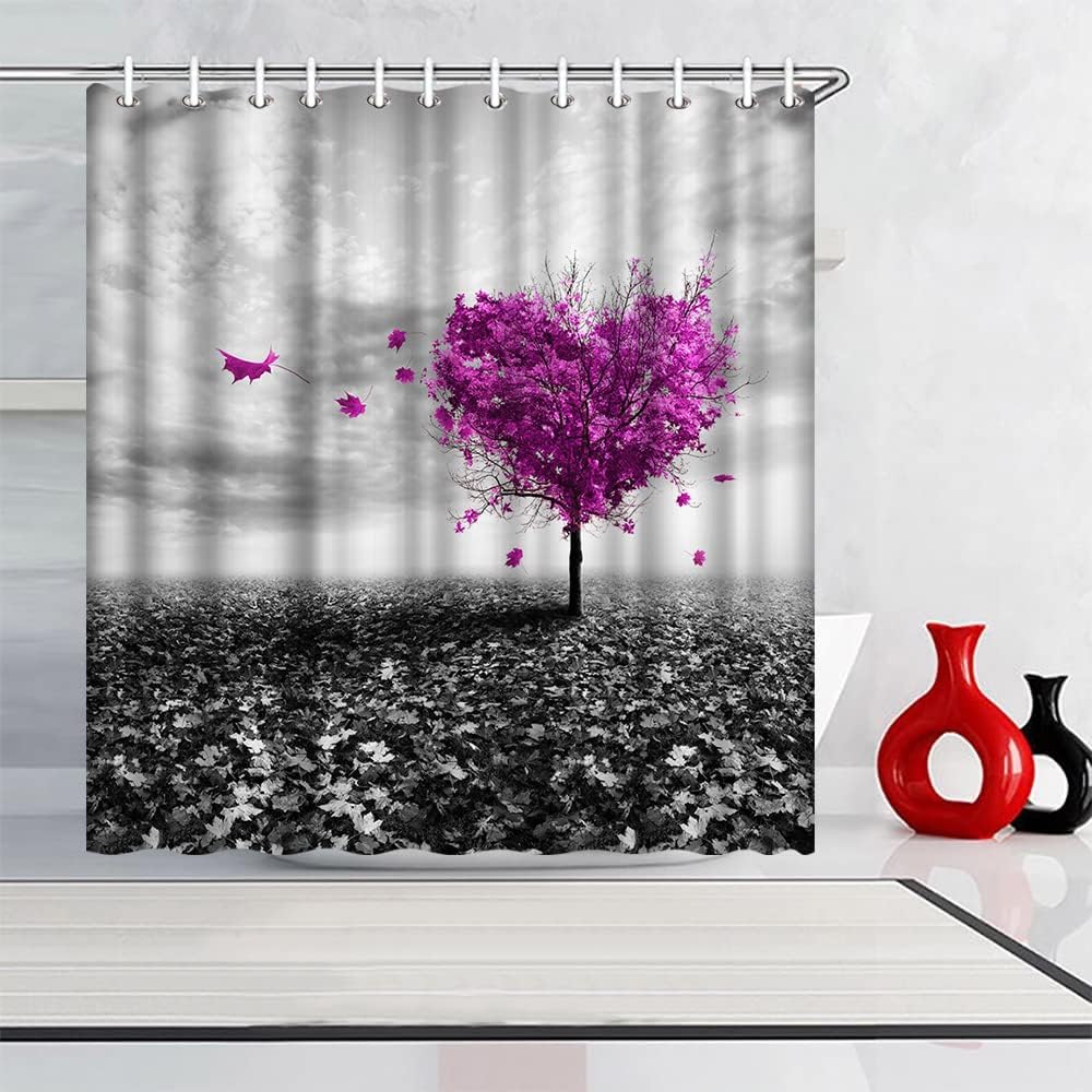 Heart Shaped Tree Shower Curtain - Purple Bathroom Decor