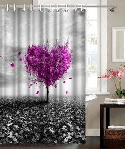 Heart Shaped Tree Shower Curtain - Purple Bathroom Decor
