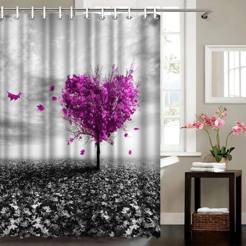Heart Shaped Tree Shower Curtain - Purple Bathroom Decor