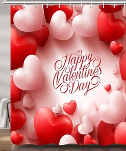 Hearts Fabric Love Shower Curtain - Waterproof Home Decor Accessory for Bathroom
