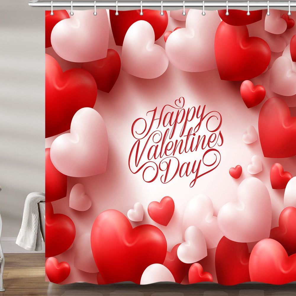 Hearts Fabric Love Shower Curtain - Waterproof Home Decor Accessory for Bathroom
