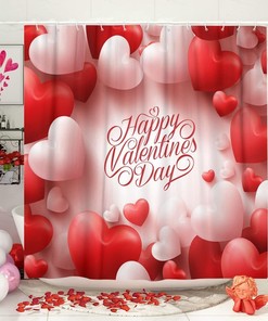 Hearts Fabric Love Shower Curtain - Waterproof Home Decor Accessory for Bathroom