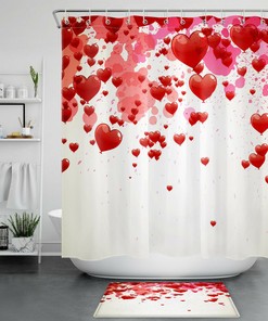 Hearts and Love Shower Curtain for Romantic Bathroom Decor