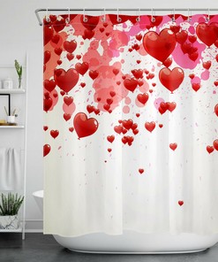 Hearts and Love Shower Curtain for Romantic Bathroom Decor