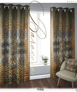 Heavy and Sheer Curtain Panel with Leopard Print for Baroque Bathroom Decor 