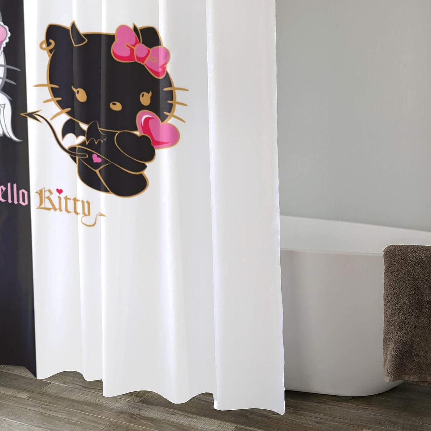 Hello Cat Cartoon Shower Curtain of Arataki Itto- Perfect for Bathroom Use