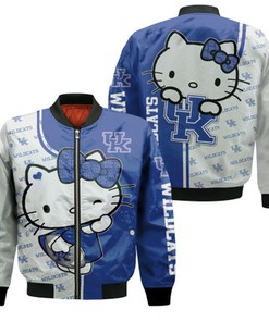 Hello Kitty Hug Kentucky Wildcats Logo 3D Jersey Bomber Jacket