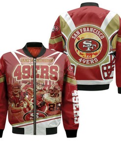 Helmet San Francisco 49Ers Nfc West Division 2021 Super Bowl Bomber Jacket Model 2499