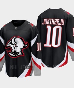 Henri Jokiharju 10 Buffalo Sabres 2022-23 Goathead Third Premier Breakaway Player Black Jersey
