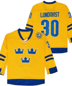 Henrik Lundquist #30 Nhl Ice Hockey Team Logo Sweden Team World Cup Jersey For Lundquist Fans