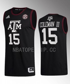 Henry Coleman III 15 Texas AM Aggies Black Jersey 2022-23 College Basketball