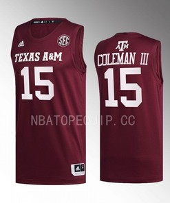 Henry Coleman III 15 Texas AM Aggies Uniform Jersey 2022-23 College Basketball Maroon