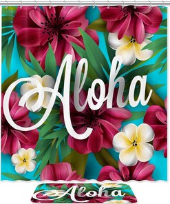 Hibiscus & Orchid Modern Shower Curtain - Double Glide Hooks 