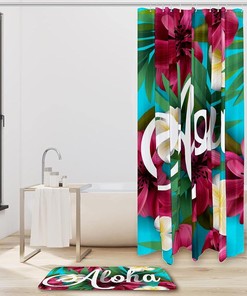 Hibiscus & Orchid Modern Shower Curtain - Double Glide Hooks