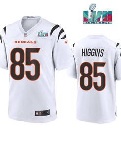Higgins 85 Cincinnati Bengals Super Bowl LVII Men Game Jersey- White