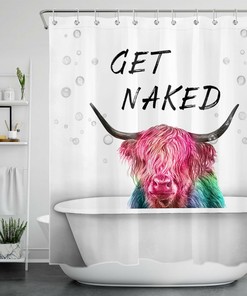 Highland Cow Funny Animal Shower Curtain - Bathroom Design