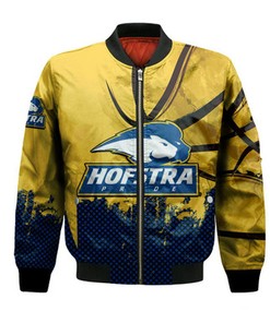 Hofstra Pride Bomber Jacket Basketball Net Grunge Pattern- NCAA