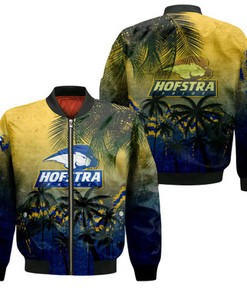 Hofstra Pride Bomber Jacket Coconut Tree Tropical Grunge - NCAA