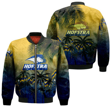 Hofstra Pride Bomber Jacket Coconut Tree Tropical Grunge - NCAA
